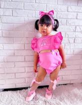 Conjunto Rosa Pink com suspensório