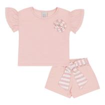 Conjunto Rosa Primeiros Passos Pulla Bulla Menina - 53326-11 Conjunto Rosa Primeiros Passos Pulla Bulla Menina - 53326-11