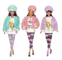 Conjunto Roupa Barbie Calça + Casaco + Blusa + Acessórios