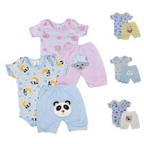 Conjunto Roupa Bebê Body Curto e Short Bordado Menino Menina