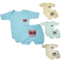 Conjunto Roupa Bebê Body Curto e Short Bordado Menino Menina - Koala Baby