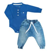 Conjunto Roupa Bebê Body Manga Longa Calça Jeans