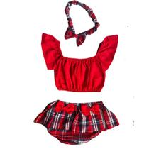 Conjunto Roupa Bebê Festa Junina Xadrez Mesversário Com Laço Conjunto Roupa Bebê Festa Junina Xadrez Mesversário Com Laço