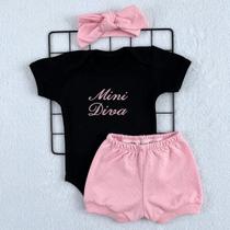 Conjunto Roupa Bebê Menina Mini Diva Body Manga Curta e Short Tapa Fralda Blogueirinha Verão c11361 - Semprebebê