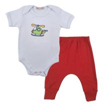 Conjunto Roupa Bebê Menino Body Helicóptero e Calça Mijão Culote