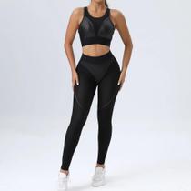 Conjunto Roupa De Academia Feminino Inverno De Treino Preto / tamanho G