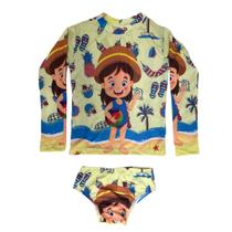 Conjunto Roupa de Banho Infantil Biquini Blusa Proteção Solar Uv50+ Personagens Conjunto Roupa de Banho Infantil Biquini Blusa Proteção Solar Uv50+ Personagens