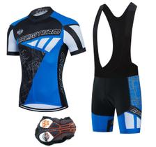 Conjunto Roupa de Ciclismo Bretelle + Camisa com Zíper Full 3 Bolsos