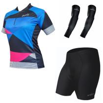 Conjunto roupa de ciclismo penks feminino athena com manguito