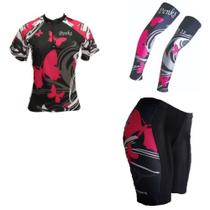Conjunto roupa de ciclismo penks feminino borboleta com manguito