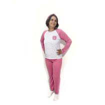 Conjunto Roupa De Dormir Pijama Fechado Feminino Com Estampa Blusa Manga Comprida E Calça
