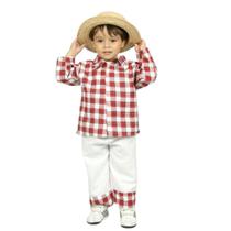 Conjunto Roupa Festa Junina Fantasia Caipira Quadrilha Infantil Menino Arraia São João Quermesse Luxo