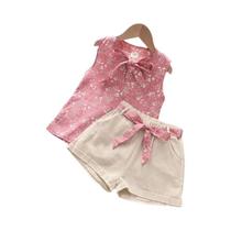Conjunto Roupa Floral Azul para Meninas - Melario - 2 Peças (Blusa e Calça)