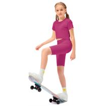 Conjunto Roupa Ginástica Infantil Feminina Esporte Moda Fitness