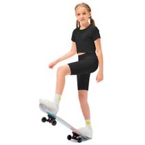 Conjunto Roupa Ginástica Infantil Feminina Esporte Moda Fitness