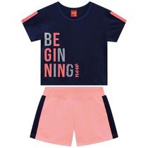 Conjunto Roupa Infantil Blusa Meia Malha e Short Em Moletom Kyly Beggining Marinho Neon Conjunto Roupa Infantil Blusa Meia Malha e Short Em Moletom Kyly Beggining Marinho Neon