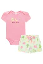 Conjunto Roupa Infantil Body Em Suedine Short em Molecotton Kukiê Fresquinho Moda Verão Kukiê Menina