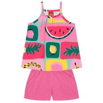 Conjunto Roupa Infantil C/ Alcinhas Salada de Frutas Kyly Divertido Delicado Confortável