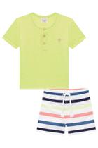 Conjunto Roupa Infantil Confortável Camiseta em Malha Flamê e Bermuda Em Nylon Aspen LucBoo