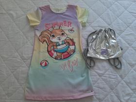 Conjunto Roupa Infantil feminina Vestido e Bolsa Abrange