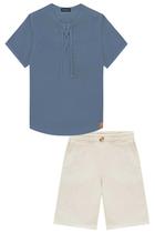 Conjunto Roupa Infantil Masculino Camisa Em Linho e Bermuda Em Sarja Moderno Confortável LucBoo Conjunto Roupa Infantil Masculino Camisa Em Linho e Bermuda Em Sarja Moderno Confortável LucBoo