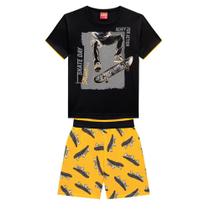 Conjunto Roupa Infantil Menino Camiseta + Bermuda Estampa Estilosa Skate Dia a Dia Confortável