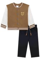 Conjunto Roupa Infantil Menino Jaqueta Bomber Calça Skinny Moletom Pelúcia Moda Inverno Lucboo