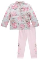 Conjunto Roupa Jaqueta Puffer S/ Capuz Em Nylon e Legging Ursinhos Quentinho Inverno Frio Kukiê Conjunto Roupa Jaqueta Puffer S/ Capuz Em Nylon e Legging Ursinhos Quentinho Inverno Frio Kukiê