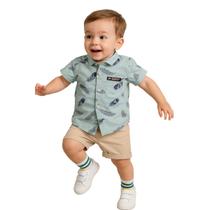 Conjunto Roupa Mauricinho Infantil Temático Menino Verde