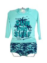 Conjunto Roupa Moda Praia Piscina Surf Camisa Manga Longa Estampada Dodarô Kids Conjunto Roupa Moda Praia Piscina Surf Camisa Manga Longa Estampada Dodarô Kids