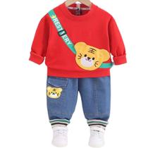 Conjunto Roupa Moletom Infantil Urso Jeans Festa Menino Conjunto Roupa Moletom Infantil Urso Jeans Festa Menino