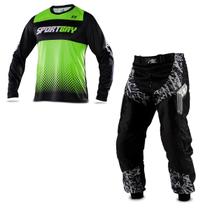 Conjunto Roupa Motocross Trilha Enduro Calça Insane In Black E Camisa Sportbay Oficial 01 Verde Conjunto Roupa Motocross Trilha Enduro Calça Insane In Black E Camisa Sportbay Oficial 01 Verde