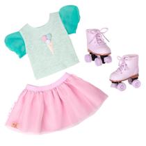Conjunto Roupas Boneca Our Generation - Blusa, Saia e Patins