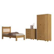 Conjunto Roupeiro/Cômoda/Cama De Solteiro Bela Nature - VJ Móveis Conjunto Roupeiro/Cômoda/Cama De Solteiro Bela Nature - VJ Móveis