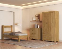 Conjunto Roupeiro/Cômoda/Cama De Solteiro Bela Nature - VJ Móveis Conjunto Roupeiro/Cômoda/Cama De Solteiro Bela Nature - VJ Móveis