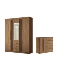 Conjunto Roupeiro Espelho e Cômoda Joey Jatoba Conjunto Roupeiro Espelho e Cômoda Joey Jatoba