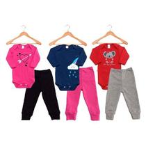 Conjunto Roupinha de Bebê Body e Calça 100% Algodão - Facina Kids