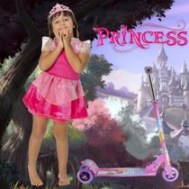 Conjunto Roupinha de Princesa Vestido + Patinete Infantil - DM Toys