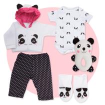 Conjunto Roupinha Reborn Pandinha 4 Pçs Algodão + Pelúcia