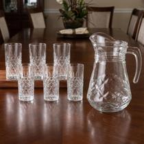 Conjunto Rozana Jarra 1L com Tampa e 6 Copos 250ml de Vidro Conjunto Rozana Jarra 1L com Tampa e 6 Copos 250ml de Vidro