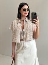 Conjunto Rubi Top e Camisa Listrados Cropped