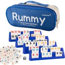 Conjunto Rummy, ventilador duplo, tamanho de viagem, com bolsa, 106 azulejos, 4 prateleiras Conjunto Rummy, ventilador duplo, tamanho de viagem, com bolsa, 106 azulejos, 4 prateleiras