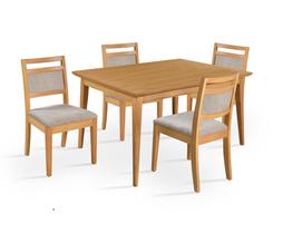 Conjunto Rustico Sala de Jantar Mesa 1.20 c/ 4 cadeiras Madeira Maçica Luxo - Refinatto Conjunto Rustico Sala de Jantar Mesa 1.20 c/ 4 cadeiras Madeira Maçica Luxo - Refinatto