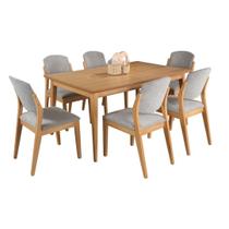 Conjunto Rústico Sala de Jantar Mesa 1.60 com 6 cadeiras Madeira Maçica Sala Luxo -Refinatto Conjunto Rústico Sala de Jantar Mesa 1.60 com 6 cadeiras Madeira Maçica Sala Luxo -Refinatto