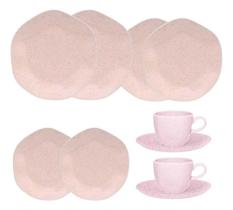 Conjunto Ryo Pink Sand 10 Peças Oxford Rosa Porcelana