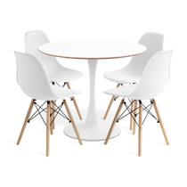 Conjunto Saarinen Basic 90cm e 4 Cadeiras Eames Branca