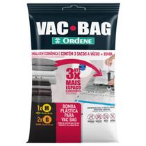 Conjunto Sacos A Vacuo 1 Medio 2 Grandes Com Bomba Manual