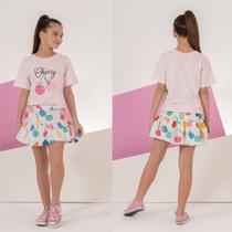 Conjunto Saia Balonê Cerejas