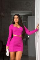 Conjunto saia com croped de linho Conjunto saia com croped de linho