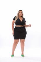 Conjunto saia com multi formas moda plus size feminina